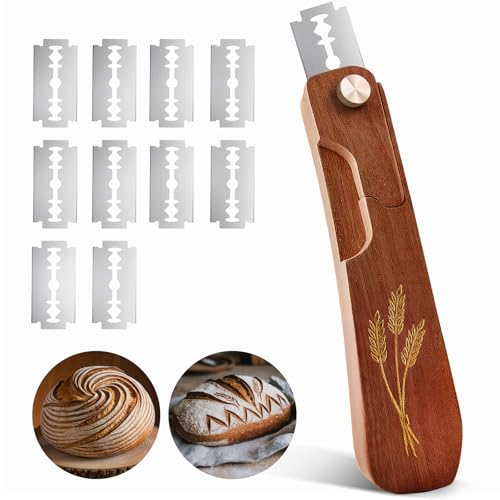 Wooden Bread Lame Scoring Tool for Sourdough with Screw Lock - color: Reddish Brown