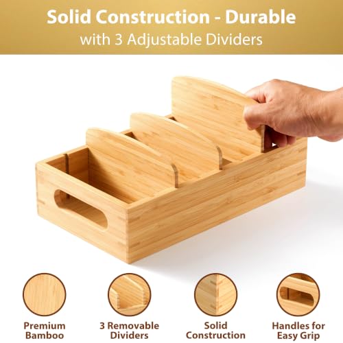 Small Bamboo Seasoning Packet & Tumbler Lid Organizer in Cabinet - size: Small