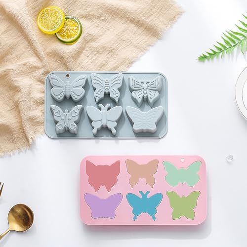 2 PACK 6 Design Butterfly Shaped Silicone Molds, 3D Butterfly Themed Baking Mould Tray DIY Baking Tool for Chocolate Cake Dessert Candy Mousse Pastry Candy Polymer