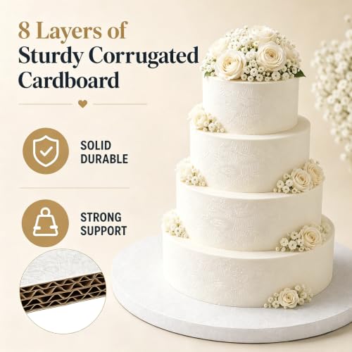 8 Inch Cake Drums,1/2 Inch Thick Smooth Edged Cake Board Round Pack of 6 - size: 8 Inch