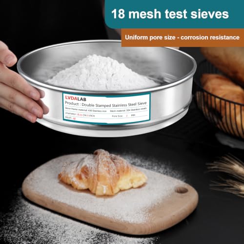 7.9" (20cm) 304 Stainless Steel Lab Sieve, 18 Mesh (1mm) Screen Sifter - size: 18Mesh(1mm)/Ф7.9in