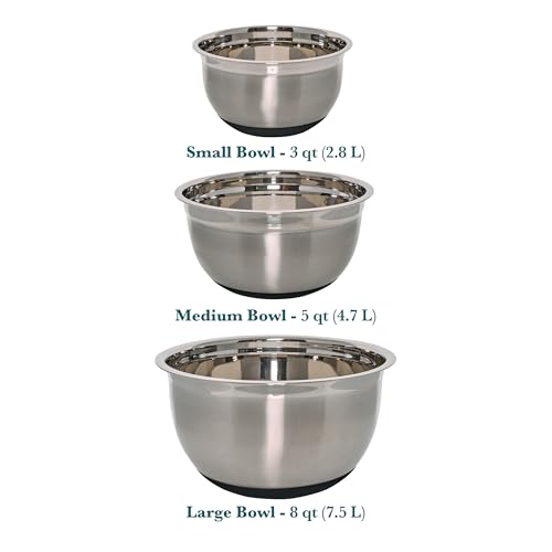 Chicago Metallic Stainless Steel Mixing Bowls Set of 3 Silver