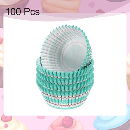 HARFINGTON 100 Count Cupcake Liners Cupcake Cups Blue Brown - color: Blue Brown