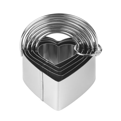 5Pcs Stainless Steel Cookie Cutters Set with Handle, 5 Sizes Baking Mould for Biscuits Scones, Easy Clean Dishwasher Safe(Heart) - size: Heart