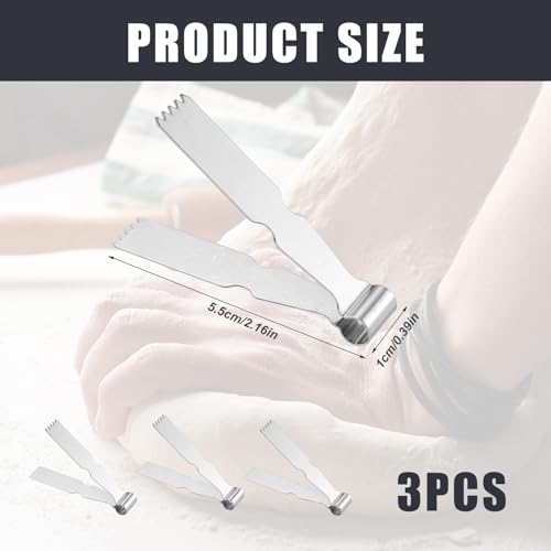 Generic 3pcs Silver Stainless Steel Pastry Tongs, Dough Scraper, Press, Crimper Tool for Decorating and Sealing Pie Crusts, Bread, Dessert, Pastry, Cakes, Kitchen, Baking Gadgets