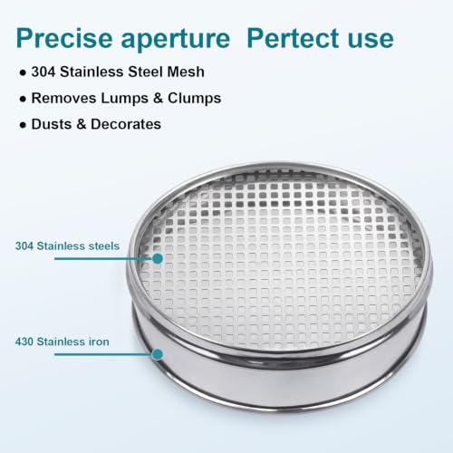 7.9" (20cm) 304 Stainless Steel Lab Sieve, 4 Mesh (4.75mm) Screen Sifter - size: 4Mesh(4.75mm)/Ф7.9in