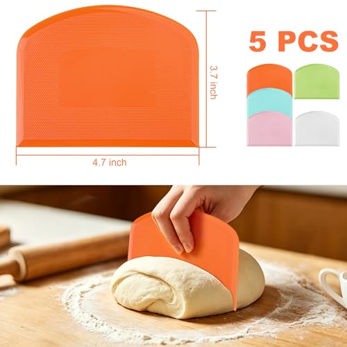 Flexible Dough Scraper & Cutter Set, 5-Piece Bench & Bowl Scrapers