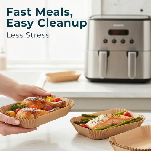 Air Fryer Liners Disposable Large 8.7” Rectangle for 8-12 QT Basket 128 Pcs - size: 9 inch - Rectangle
