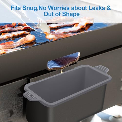 2 PCS Silicone Grease Cup Liners for Blackstone 36 28 22 17 Inch Griddle,Reusable Grease Catcher Cup Liner Grill Grease Tray,Durable Drip Pans Blackstone Griddle Accessories,Grey - color: Gray