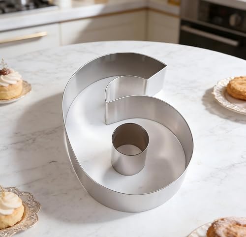 ZADE 14 Inch 304 Stainless Steel Large Size Number Cake Mousse Mold Number 6 Tiramisu Cheesecake Mold Cookie Cutter Bakeware 3D Cake Baking Pan for Birthday and Baking, Party - size: #6 or 9,14 inch