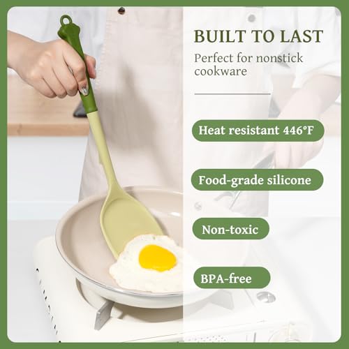Kikcoin 43 PCS Silicone Kitchen Utensils Set, Cooking Utensils Set, Green - color: Avocado Green