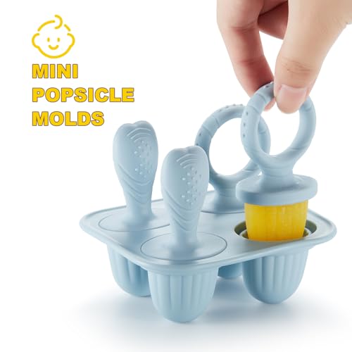 ACOOKEE Toddler Popsicles Molds 1 Pack 4 Handle, BPA Free, Silicone Baby Popsicles Molds Easy Release Ice Cream Molds Reusable - size: 1 Pack 4 Handle