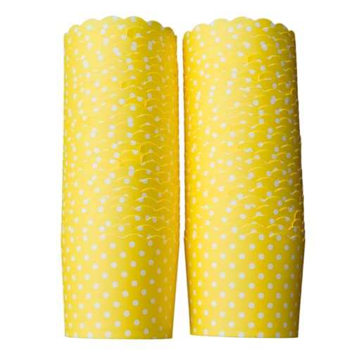 Paper Baking Cups (Polka Dots), Greaseproof Disposable Cupcake Liners (Yellow, Large Cups (50-Pack)) - color: Yellow