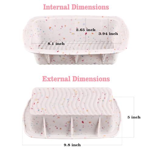 Sakolla 2 Pack Silicone Bread Loaf Molds, Nonstick Easy Release Rectangle Silicone Loaf Pan for Baking Cake, Meatloaf, Banana Bread, Brownies, and Quiche (Confetti) - size: Silicone Loaf Pans/2 Pcs