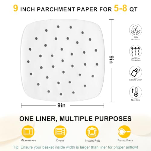Air Fryer Parchment Paper Liners, 9 Inch 100 Pcs - color: White, size: 9IN