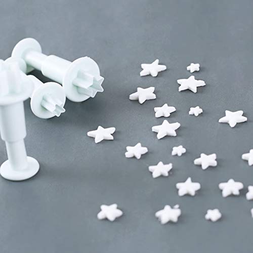 3Pcs Small Star Cookie Cutter Set, Star Fondant Plunger Stamp(Mini)