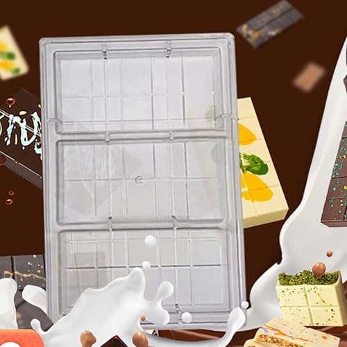 GRAINRAIN Polycarbonate Deep Filled Chocolate Bar Mold for Energy Protein Bars, Chocolate Snakes, Covered Cookies - Durable DIY Candy Making Tool (19416) - color: 19416