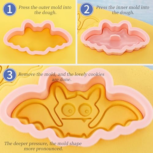 8Pcs Halloween Cookie Cutters 3D Pumpkin Ghost Bat Witch Hat Baking Tools - color: Halloween