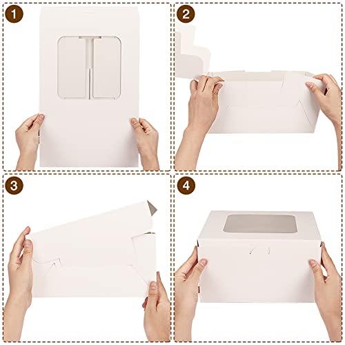 Moretoes 24 Pack Cake Boxes, 10x10x5 Inches with Cake Boards White - size: 24pcs-10*10*5in