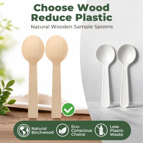 LotFancy 100Pcs Mini Wooden Spoons, 4" Disposable Tasting Sampling Spoons - size: 100 Spoons(4" Length)