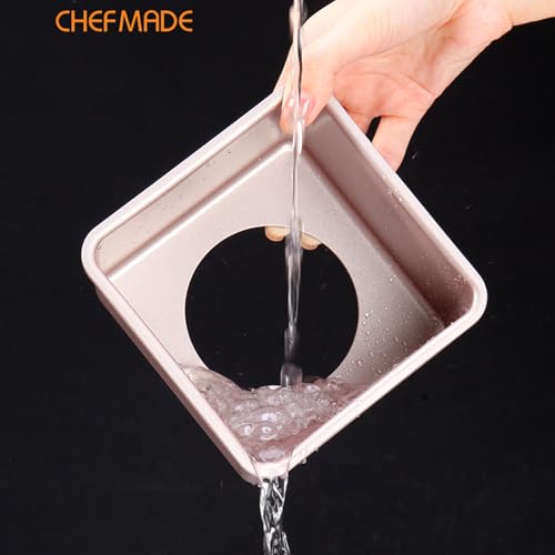 CHEFMADE Square Cake Pan, 5-Inch Deep Dish with Removable Loose Bottom Non-Stick Square Bakeware for Oven Baking (Gold) - size: 5" Square 2 Part