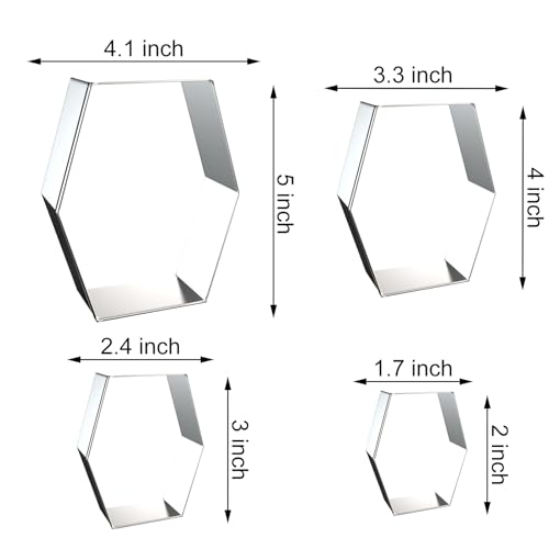 Long Hexagon Cookie Cutters Shapes Set with Assorted Sizes - 5 inch, 4 inch, 3 inch, 2 inch - Geometric Frame Plaque Cookie Cutters Shapes Molds - Stainless Steel - color: Hexagon-Long