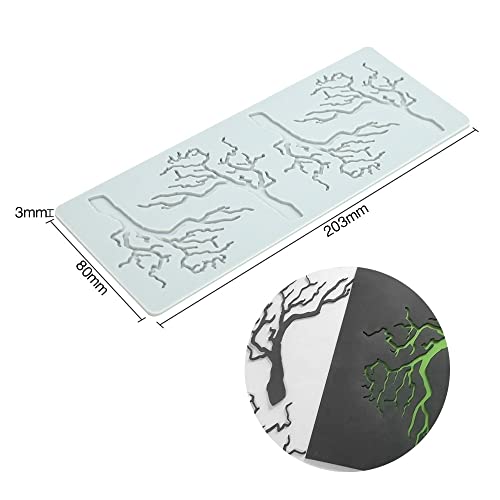 Silicone Mold Hollow Love Heart Shape Tree Leaf Lace Molds Chocolate Candy Fondant Mold 3D Tree Branch Leaves Cake Fondant Silicone Mold Clay Mould for Cupcake Top Sugar Craft (B_8.12x3.2x0.12inch) - size: B_8.12x3.2x0.12inch
