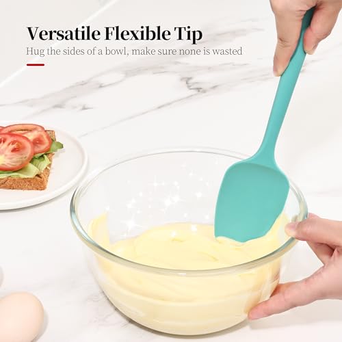 600ºF Heat Resistant Silicone Spoon Spatula for Cooking, Aqua Sky - color: Aqua Sky, size: 11.34in - Spoon Spatula