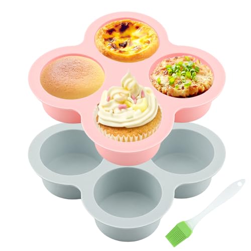 Silicone Air Fryer Egg Mold and Cupcake Pan, Muffin Tin with Oil Brush, Non-Stick Molds for Air Fryer Toaster Oven, 2Pcs Egg Molds