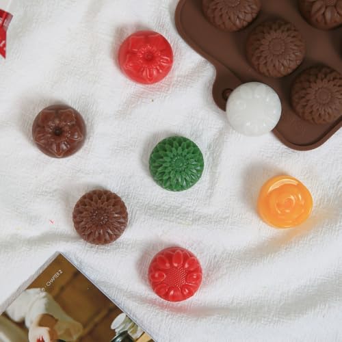 Mini Flower Silicone Molds, 15 Cavities Four-Shape Flower Molds for Making Chocolate/Candy/Fondant/Gummy, 2 PCS Food Grade Chocolate Mold for Fruit Snack/Snack Biscuits - color: Four-Shaped