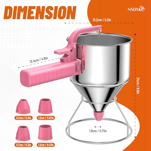 40oz Pancake Batter Dispenser, Stainless Steel Cake Dispenser with Stand, Great for Pancakes, Cupcake, Waffle or Any Baked Goods, Durable, Leak-Free, Paradise Pink - color: Paradise Pink