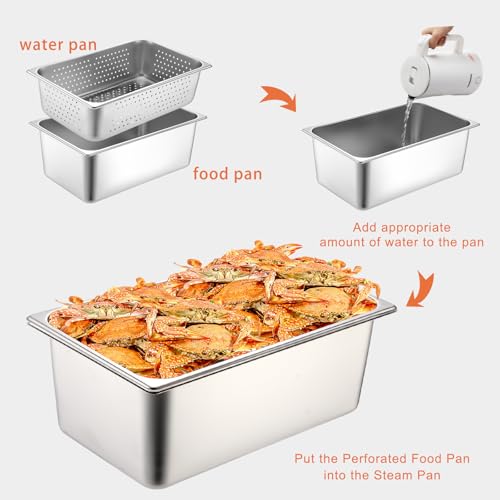 Tioncy 2 Pack Perforated Hotel Pans Set, Full Size, 6 Inches, 8 Inches - size: 6 Inches, 8 Inches