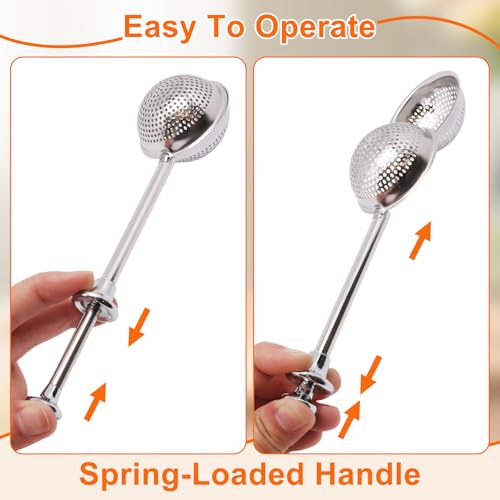 2 PCS Flour Sifter for Baking, Stainless Steel Flour Duster for Bread Baking, Powdered Sugar Shaker Duster Sifter, Spring-operated Handle Powder Sugar Shaker Dusters for Flours Tea, Full-hole - size: Full-hole