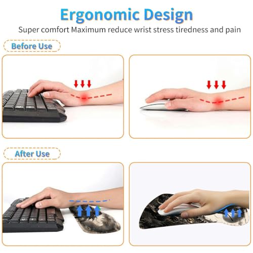 3-in-1 Ergonomic Memory Foam Keyboard Wrist Rest Pad Set, Sakura Dragon - color: 00016