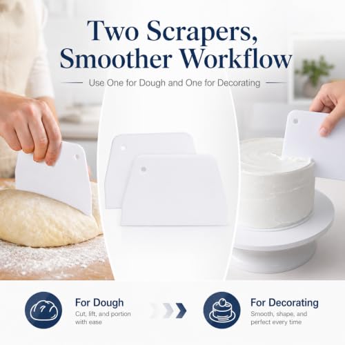 Tofficu 2Pcs Plastic Cake Scraper Set 6.1-Inch Icing Smoother - size: 15.5cm*10.5cm*0.3cm