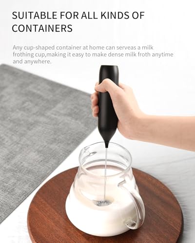 CIRCLE JOY Rechargeable Milk Frother Handheld, Coffee Frother Wand Drink Mixer with Stainless Steel Whisk for Coffee, Cappuccino, Lattes, Frappe, Matcha and Hot Chocolate, Black - color: Black