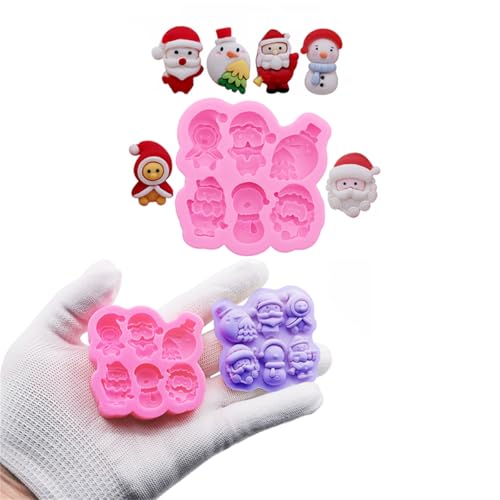 4PCS Christmas Theme Silicone Mold Snowflake Christmas Tree Snowman Bell Creative Baking Chocolate Cake Dessert Decoration Mold DIY Resin Jewelry Accessories Silicone Molds SD-82-515-540-548 - color: Style A