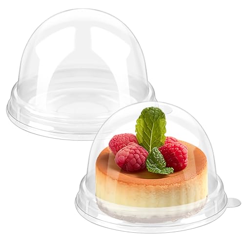 Zezzxu 100 Pack Mini Cake Containers with Lids, Clear Domes - color: Clear, style: 100 Pack