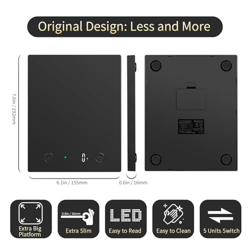 Homebuds 22lb Digital Food Scale Precision 0.1oz/1g, Kitchen Scale Big LED - color: Black
