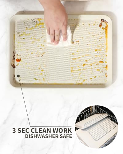 2-Pack 12x17 Half Sheet Pan Baking Sheet Set with Wire Rack - Nonstick 0.8mm Thick Carbon Steel, Cookie Sheets for Baking, Dishwasher Safe, Warp Resistant, Oven Safe 450°F, Salted Gray - size: 2x Large 12.7" x 17.6”