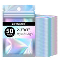 JETMORE Holographic Bags, 50 PCS Mylar Bags, 2.3x3in Resealable Treat Bags - color: Holographic, size: 2.3x3 inch