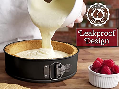Zulay Kitchen Premium 9 Inch Springform Pan Nonstick Cheesecake Pan with Removable Bottom, Leak-Proof Design, No Need for Parchment Paper – For Baking Cakes, Cheesecakes, Pies - Easy to Clean (Black)