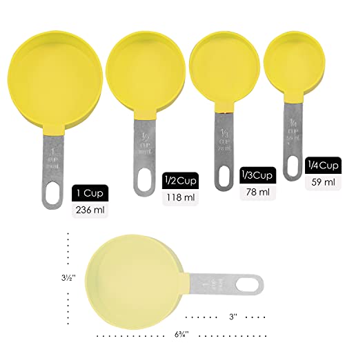 Reston Lloyd 8pc Measuring Cups & Spoons for Dry & Liquid Ingredients, Food Grade Plastic with Stainless Steel Handles, Lemon - color: Lemon