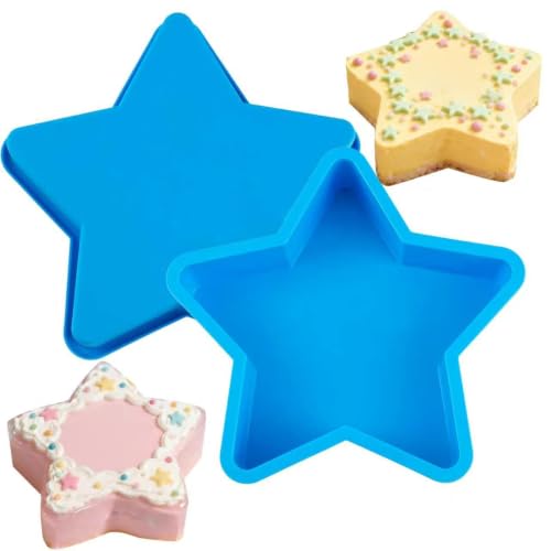Sidosir 2Pcs Food- grade Silicone Star Cake Pan for Baking, 10Inch Large Silicone Star Shaped Cake Pan for Baking Cake - size: Star Cake Pan