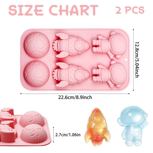 6-Cavity Space Theme Silicone Molds, 2 Pack - color: Pink-XY084
