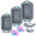 To encounter 44 Pieces Silicone Cake Pan Set, 3 Sizes Silicone Fluted Bread Pan with Reusable Baking Cups, Food Grade Baking Mold for Brownie, Bread, Muffin, Light Grey - size: 44 Pcs Bread Loaf Pan
