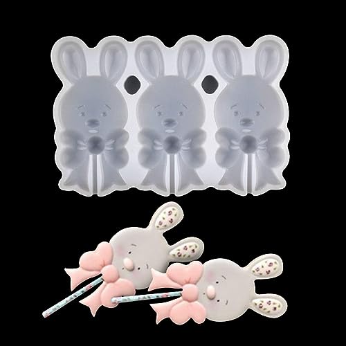 mostsom Cute Rabbit Resin Epoxy Silicone Mold Diy Chocolate Rattle Shaker Lollipop Mould Cake Decorating 2PCS (L_ Rabbit) - size: L_ Rabbit