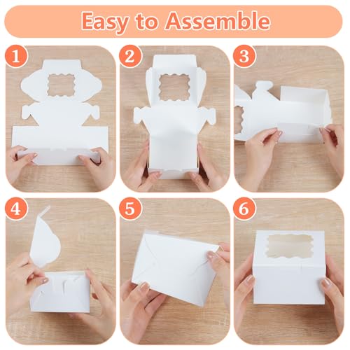12 Pcs Cookie Boxes with Window, 6x6x3 inches, for Dessert Pastry
