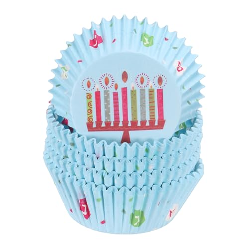 HARFINGTON 100 Count Cupcake Liners Cupcake Cups Birthday Candles - color: Light Blue