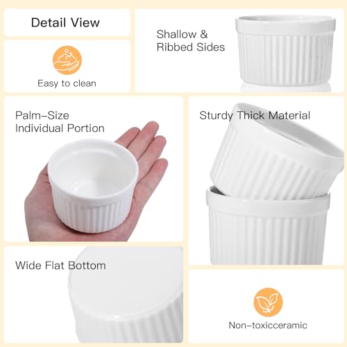 4 Pcs Ceramic Ramekins Oven Safe, Creme Brulee Ramekins（5 oz） - size: 5 OZ